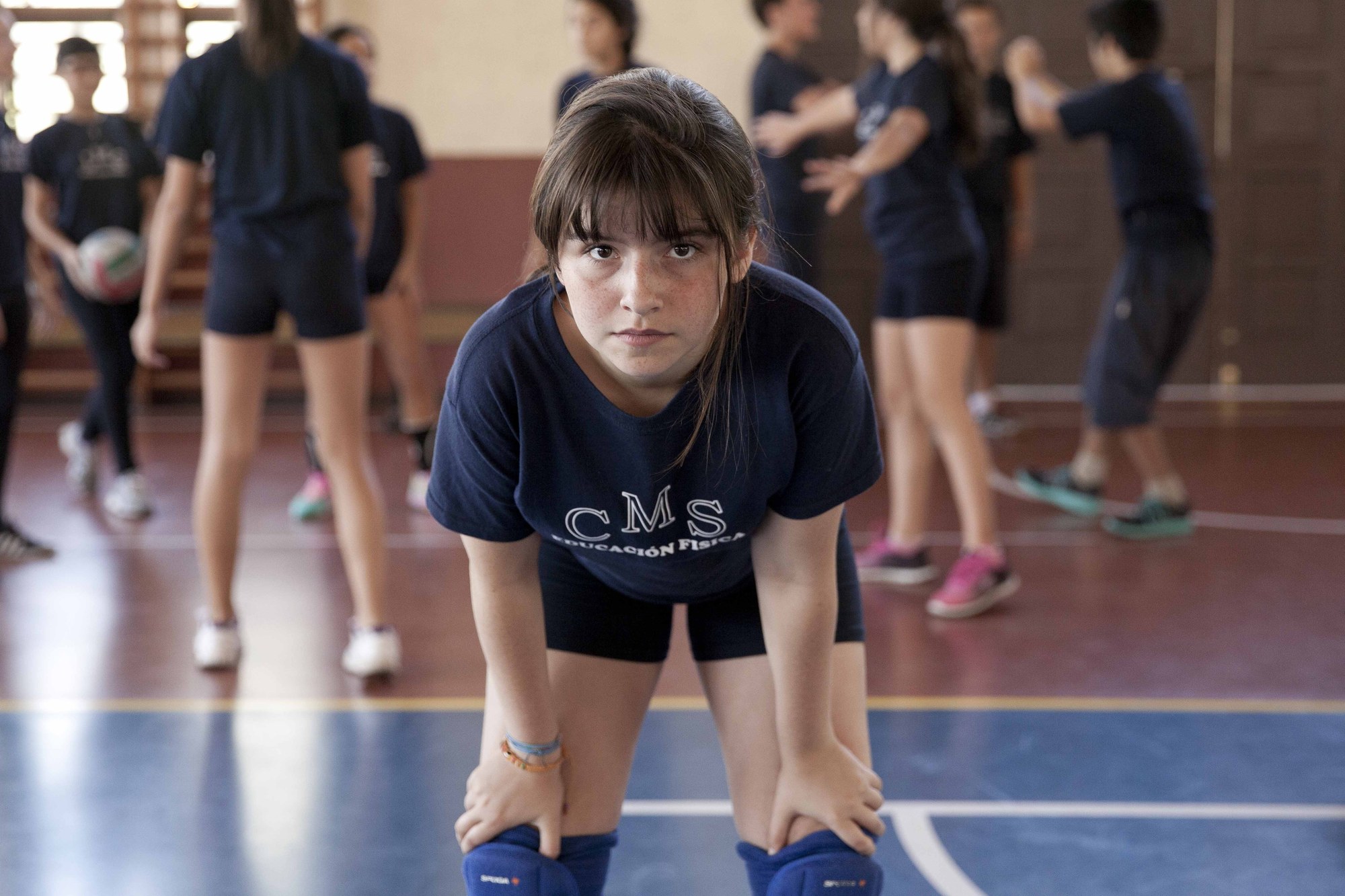 Sara durante una clase de educación física